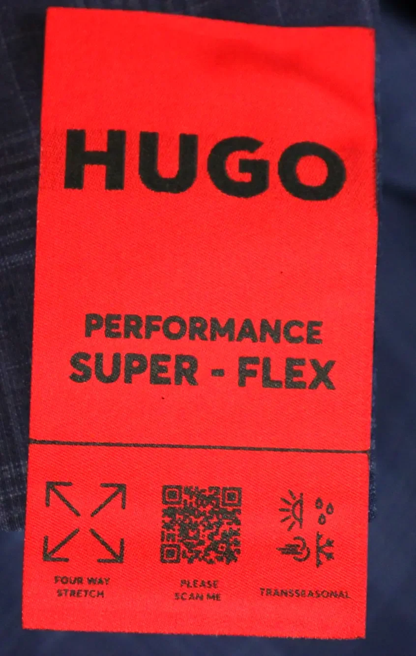 Hugo Sport Coat 46 R Mens Blue Plaid Extra Slim Fit Arti232X Super Flex Wool